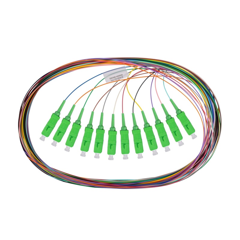 DYNAMIX 2M SC APC Pigtail G657A1 12 Pk Colour Coded, 900um Single-mode Fibre, Tight Buffer LSZH Jacket