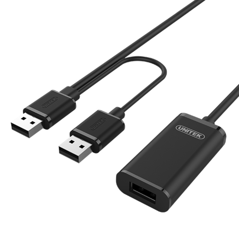 UNITEK 10m USB 2.0 Active Extension Cable. Built-in Extension Chipset Supports Extended Transmission Distance. Data Transfer Speed up to 480Mbps. Plug and play.