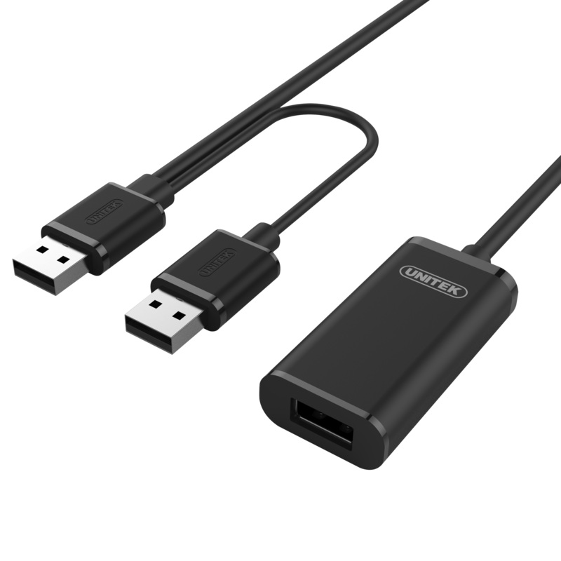 UNITEK 20m USB 2.0 Active Extension Cable. Built-in Extension Chipset Supports Extended Transmission Distance. Data Transfer Speed up to 480Mbps. Plug and play.
