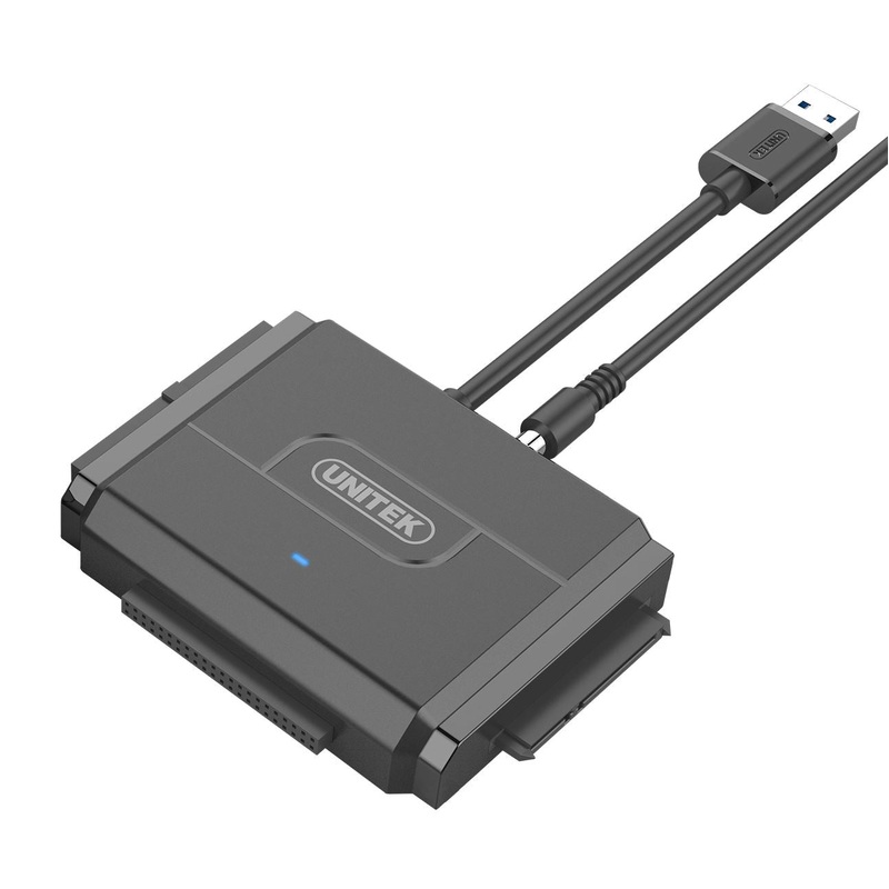 UNITEK USB 3.0 to IDE + SATA II Converter. Supports any Capacity 2.5”/3.5” HDD & SSD. Plug and play. Power Adapter & USB3.0 Cable Included.