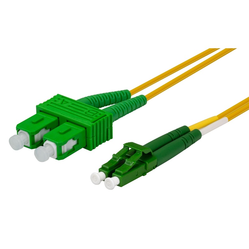 DYNAMIX 1M 9u LC APC/SC APC Duplex Single Mode G657A1 Bend Insensitive Fibre Lead. Yellow LSZH Jacket
