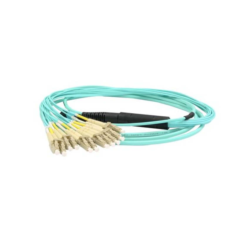 DYNAMIX 3M OM3 12C MTP Female to LC Duplex, 2mm Fan-out 0.5m. Break out Fibre Cable (12 core)