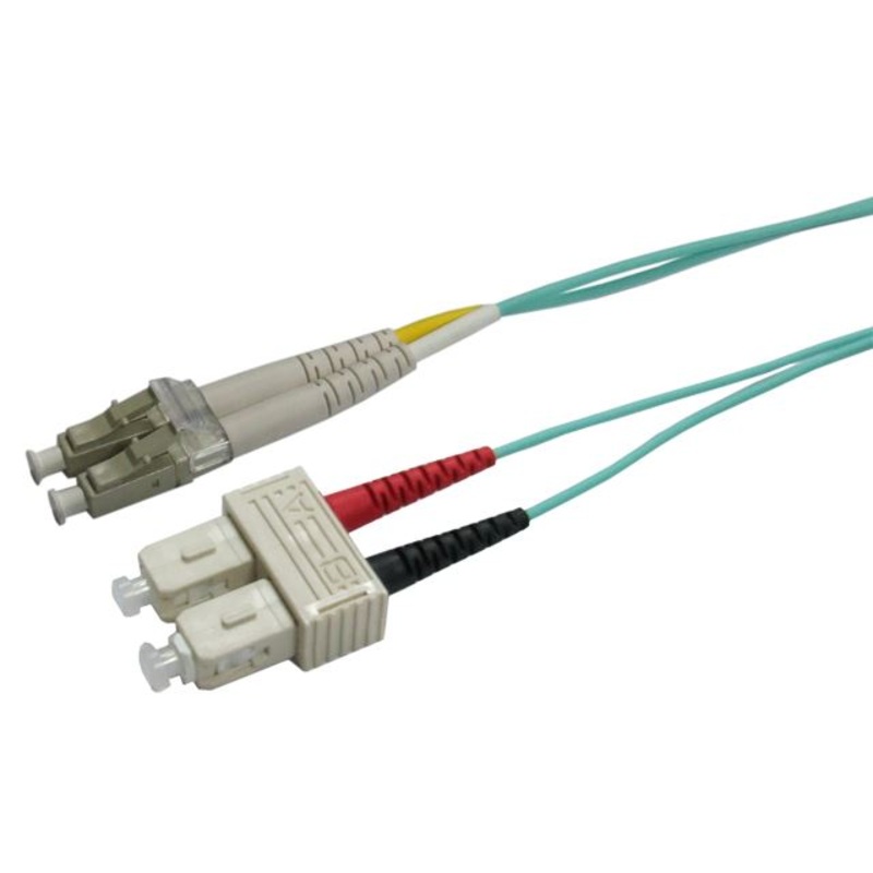 DYNAMIX 7.5M 50u LC/SC OM3 Fibre Lead (Duplex, Multimode) Aqua LSZH Jacket