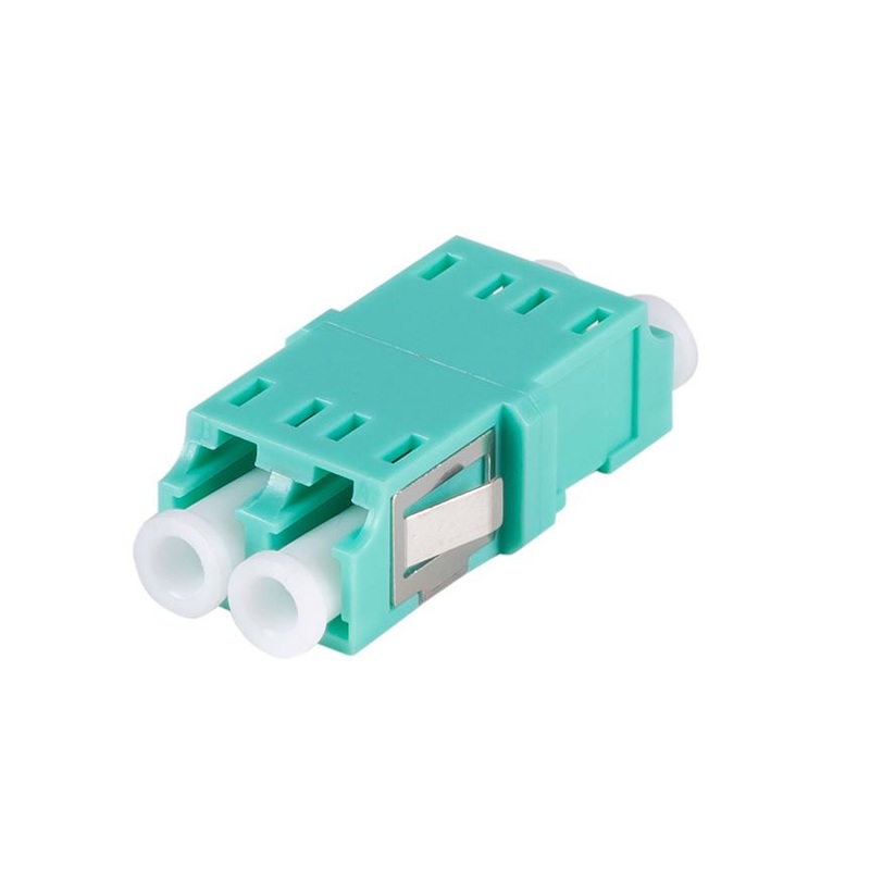 DYNAMIX Flangeless Fibre LC/LC Duplex Multimode Joiner, Ceramic Sleeve, Aqua Colour