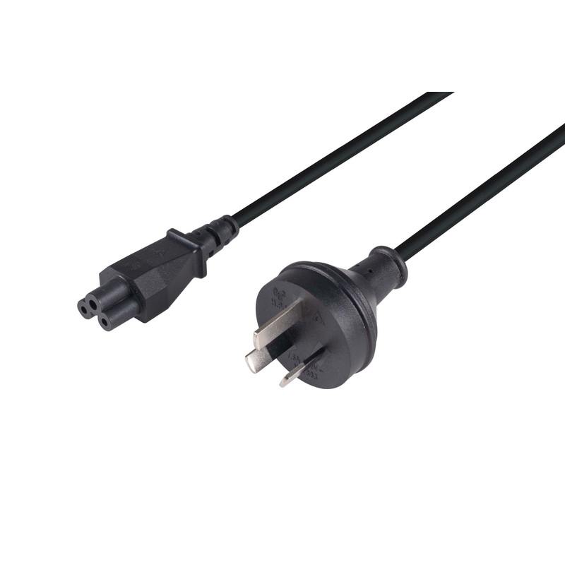 DYNAMIX 0.3M 3-Pin to C5 Clover Shaped Female Connector 7.5A SAA approved Power Cord. 0.75mm copper core. BLACK Colour.