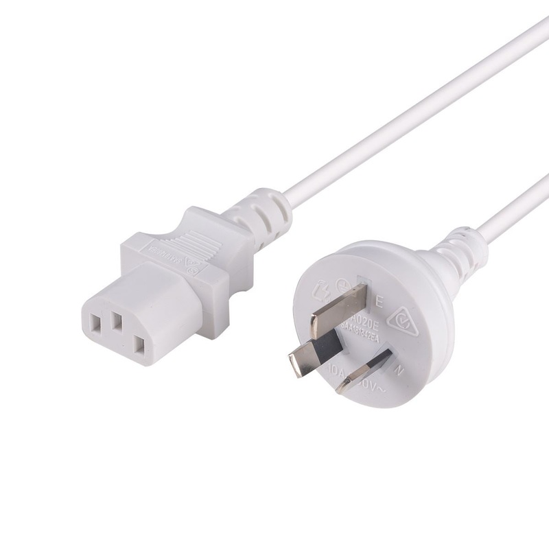 DYNAMIX 1.5M 3-Pin Plug to IEC C13 Female Plug 10A, SAA Approved Power Cord. 1.0mm copper core. WHITE Colour