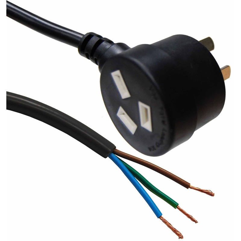 DYNAMIX 3M 3-Pin Tapon Plug to Bare End, 3 Core 1mm Cable, Black Colour, SAA Approved.