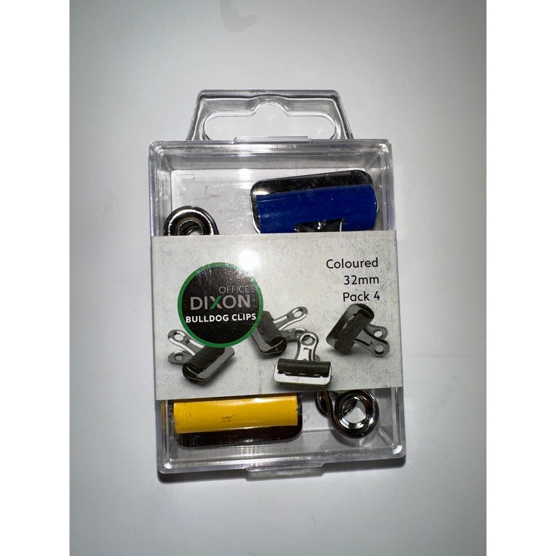 Dixon Office Bulldog Clips – Coloured 32mm, Pack of 4