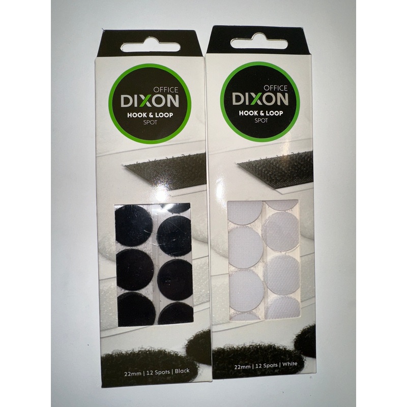 Dixon Office Hook & Loop Spots (22mm) – Black and White (Select Colour)