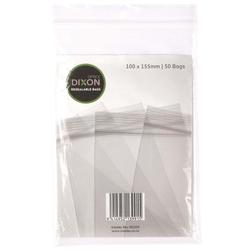 Dixon Resealable Bags Pack 50 100x155mm
