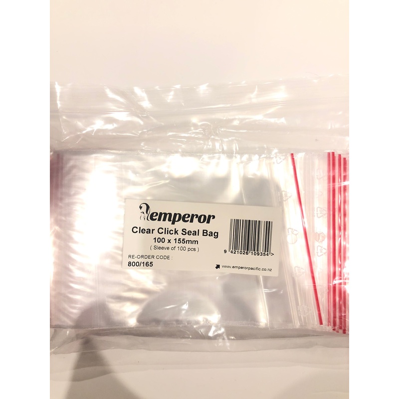 Emperor Clear Click Seal Bags (100 x 155mm, 100 pcs)