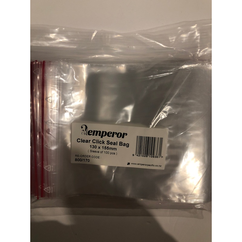 Emperor Clear Click Seal Bags (130 x 155mm, 100 pcs)