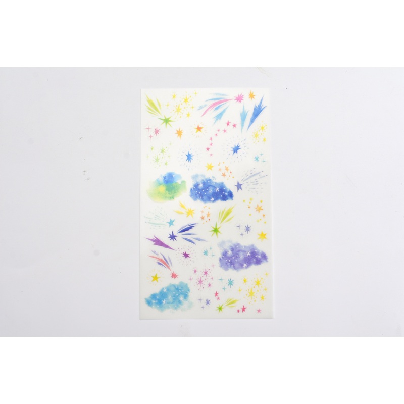 Midori Transfer Stickers for Journaling – Water Color Starry Sky Motifs