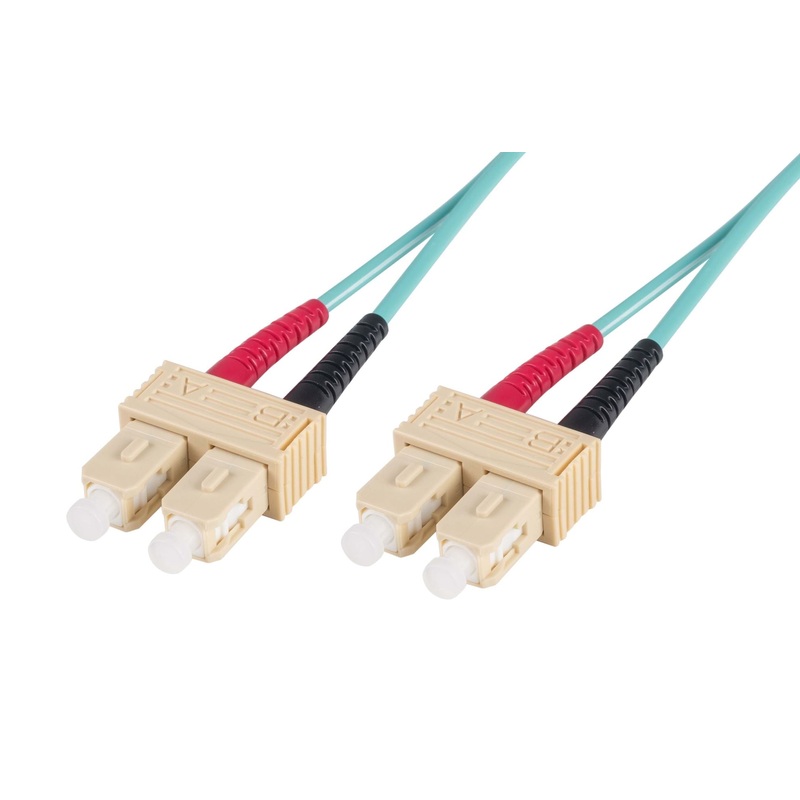 DYNAMIX 0.3M 50u SC/SC OM3 Fibre Lead (Duplex, Multimode) Aqua LSZH Jacket