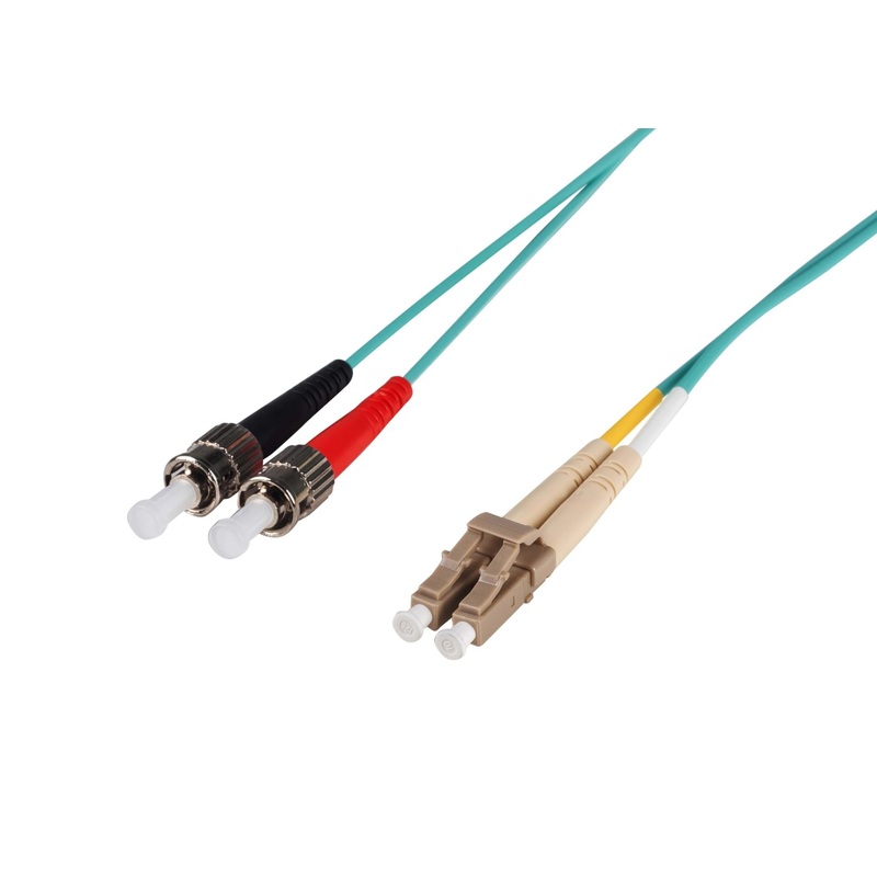 DYNAMIX 0.5M 50u LC/ST OM3 Fibre Lead (Duplex, Multimode) Aqua LSZH Jacket