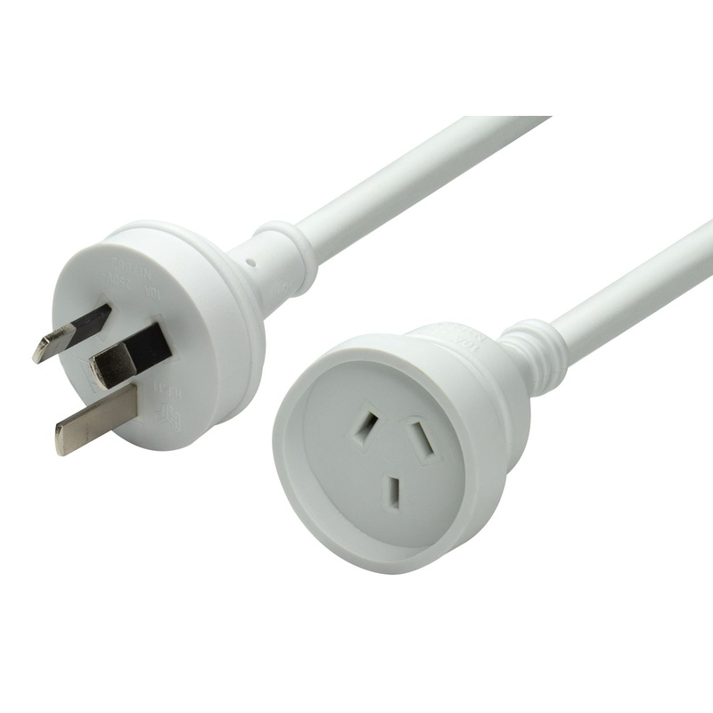 DYNAMIX 10M 240v 10A Standard Duty Power Extension Lead (3 Core 1.0mm). White Colour