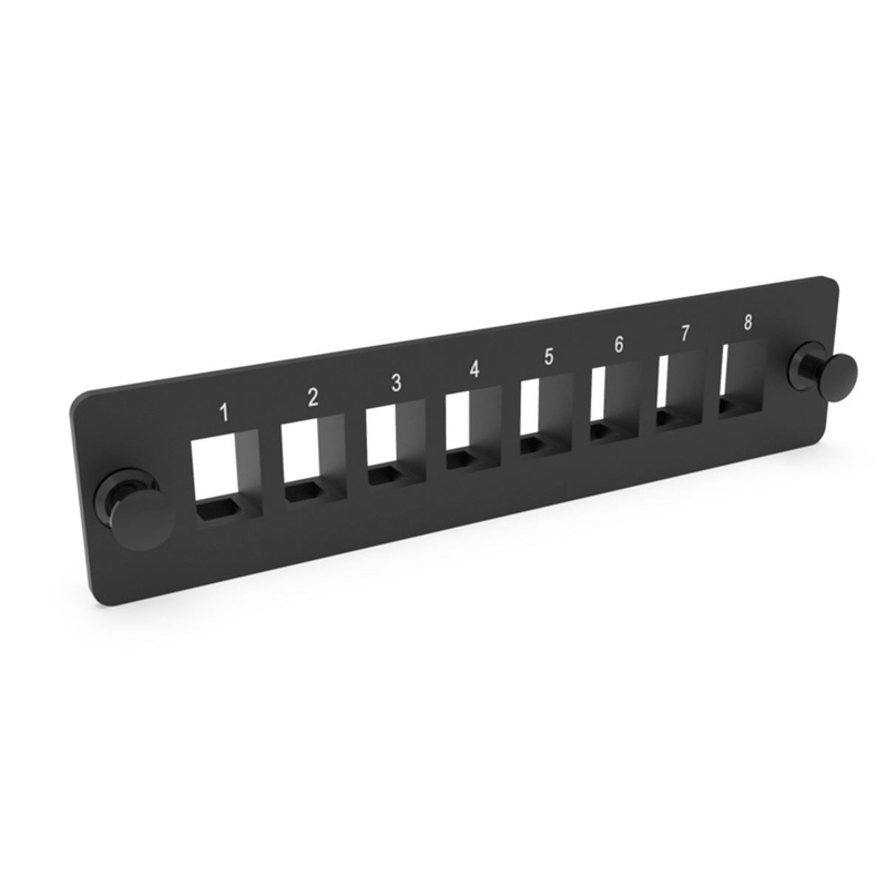 DYNAMIX SC Simplex/LC Duplex 8 Port Plate Unloaded, 2x Tier Screw less Design, Black Colour. For use with FPP3P