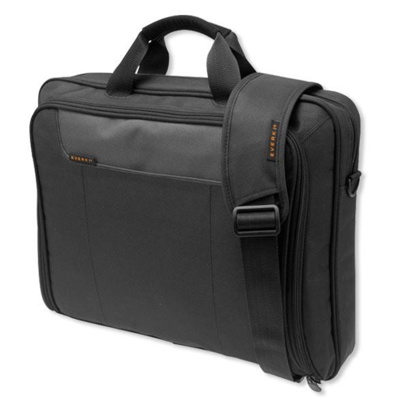 EVERKI Advance Briefcase 17.3”, Separate zippered accessory pocket, Front stash pocket, Trolley handle pass through strap, Ergonomic shoulder pad