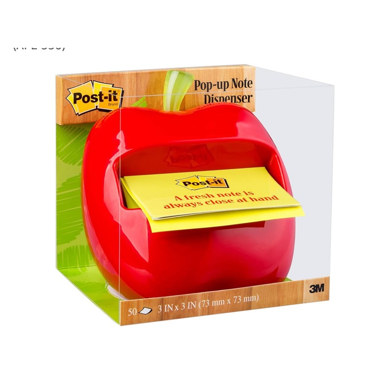 Post-it Apple Pop-up Note Dispenser, 76mm x 76mm, Red, 1-Count