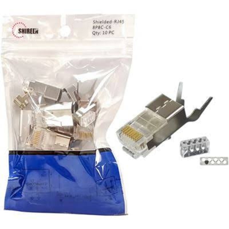 Shireen Shielded RJ45 Connectors (8P8C-C6) – Pack of 10