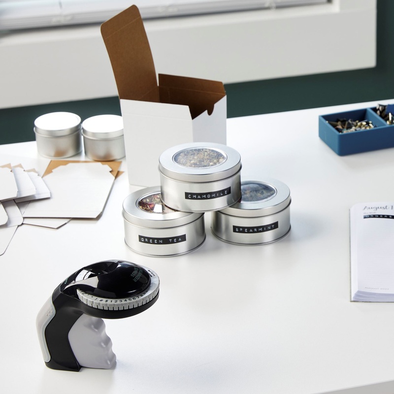 DYMO Organiser Express Embosser Label Maker. Ergonomic Design for Easy Use. Intuitive turn-and-click System. 49-Character Wheel. Easy Reload with Cassette Soft-touch Grip. Extra-long Life Construction.