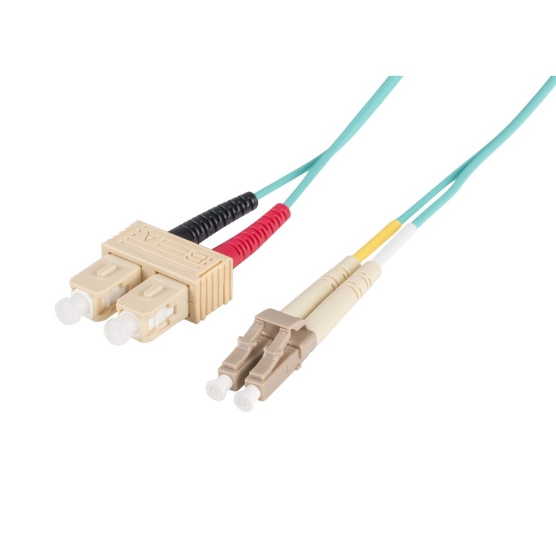 DYNAMIX 0.5M 50u LC/SC OM3 Fibre Lead (Duplex, Multimode) Aqua LSZH Jacket
