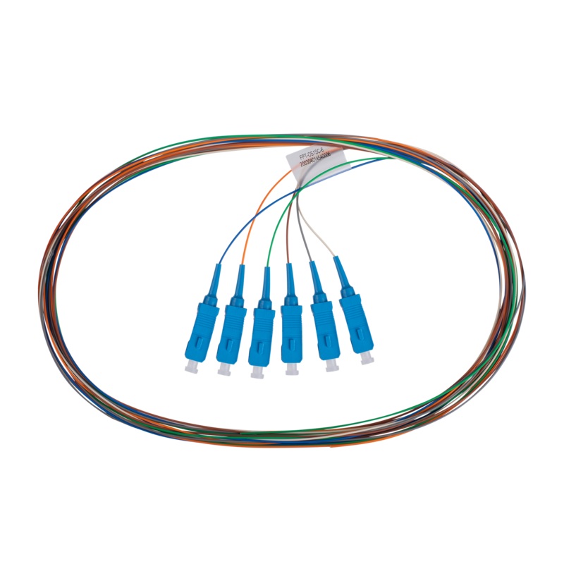 DYNAMIX 2M SC Pigtail G657A1 6 Pk Colour Coded, 900um Single-mode Fibre, Tight Buffer LSZH Jacket