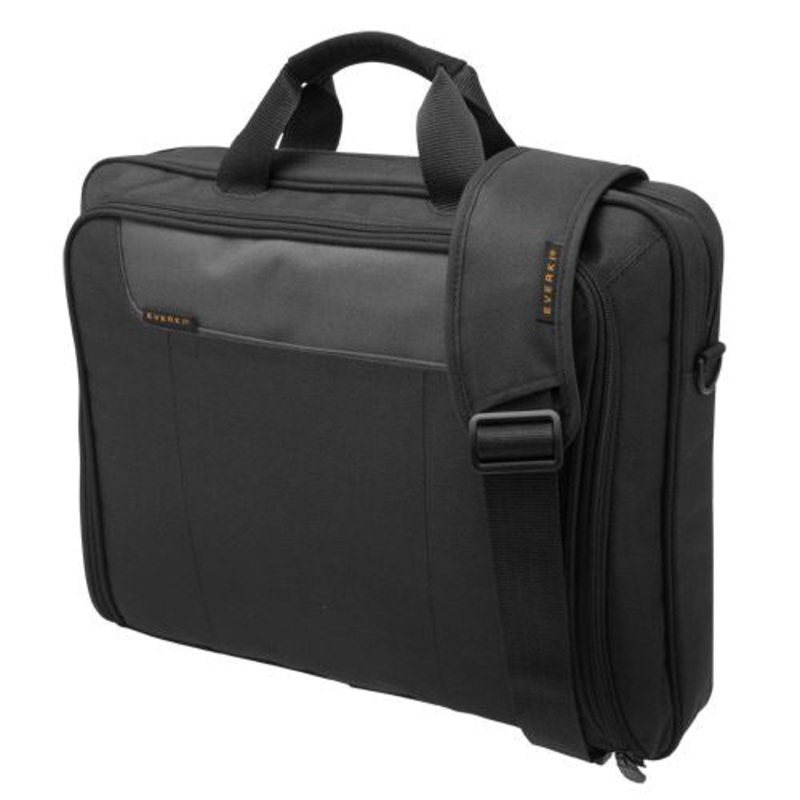 EVERKI Advance Briefcase 16”, Separate zippered accessory pocket. Front stash pocket Trolley handle pass through strap, Ergonomic shoulder pad