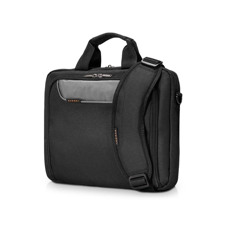 EVERKI Advance ECO Briefcase 16″ Separate Zippered Accessory Pocket, Front Stash Pocket, Trolley Handle Pass Through Strap, Ergonomic Shoulder Pad. Made with Sustainable Materials!