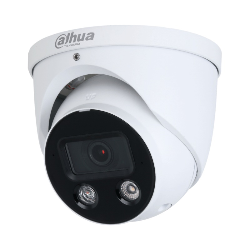 DAHUA 5MP Smart Eyeball Network Camera with Smart Dual Illumination Active Deterence. IP67, Sound & Light Alarm, Built-in Mic, Built-in Speaker, Supports 12 VDC/PoE. Full Code DH-IPC-HDW3549HP-AS-PV