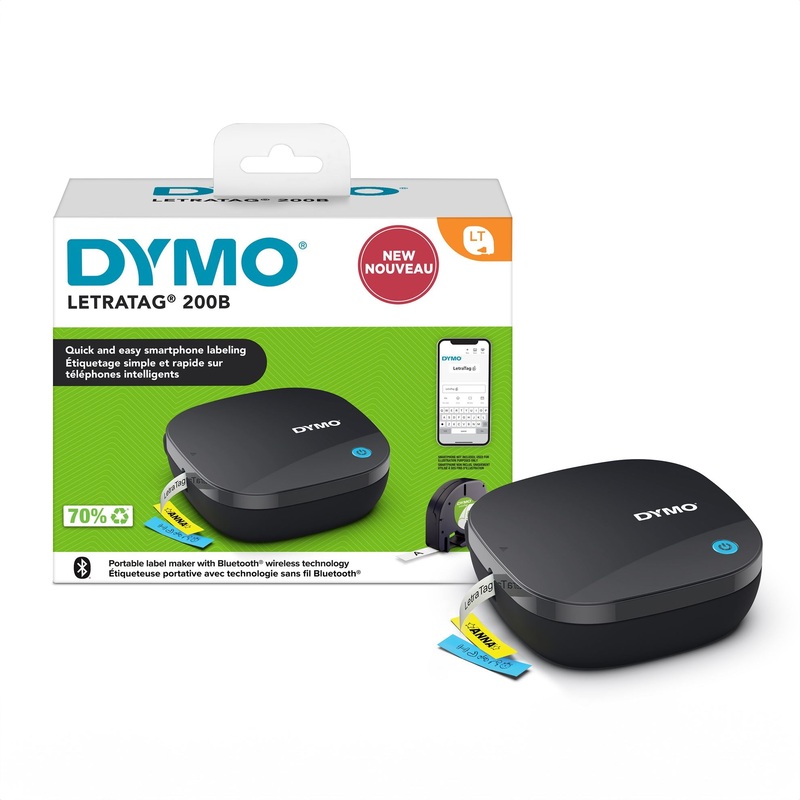 DYMO LetraTag 200B Portable Bluetooth Label Maker. Compact, Lightweight & Battery Operated. Customize Labels 5x Font Sizes, 15x Box Styles, 100+ Icons, Underline Text, Insert Date.
