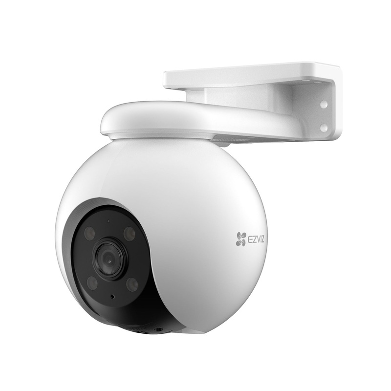 EZVIZ H8 Pro 3K Outdoor WiFi Wired PT Security Camera with 360-Degree FoV. 1/2.7 Progressive Scan CMOS. 4mm Lens. 3D DNR, Digital WDR, H.265 / H.264, 2880×1620@30fps MicroSD card slot (Max. 512 GB).
