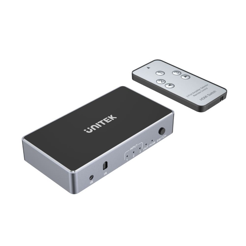 UNITEK 3-In-1-Out 4K HDMI 1.4b Switch. Supports up to 4K@30Hz (UHD) resolution (3840 x 2160) and Compatible for 480p, 720p, 1080i, 1080p.  Remote Inlcuded.