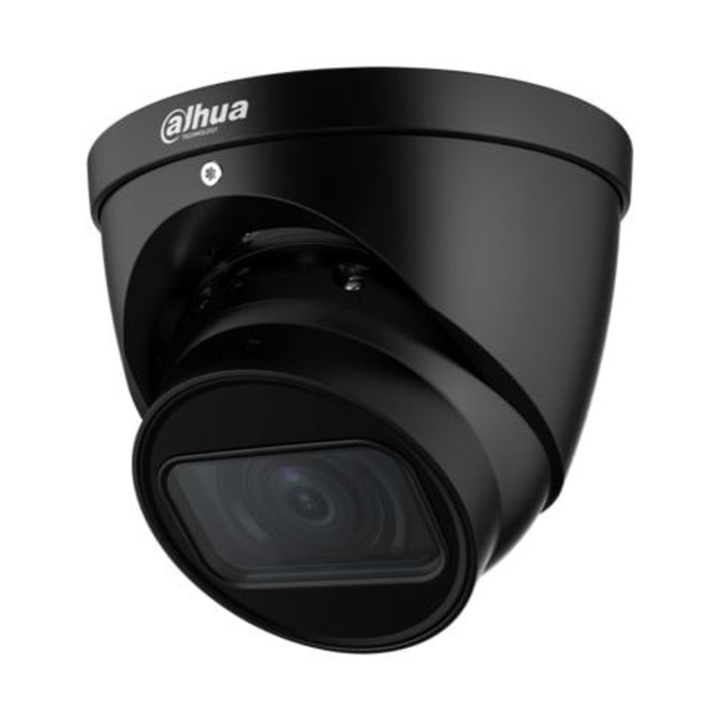 DAHUA 4MP WDR IR BLACK Starlight Turret Network Camera.2.7-13.5mm Motorized Lens. 2560×1440@25/30fps. Built-in IR LED, Max IR Distance: 40m. 3D DNR, HLC, BLC, IP67, PoE, SD Card.