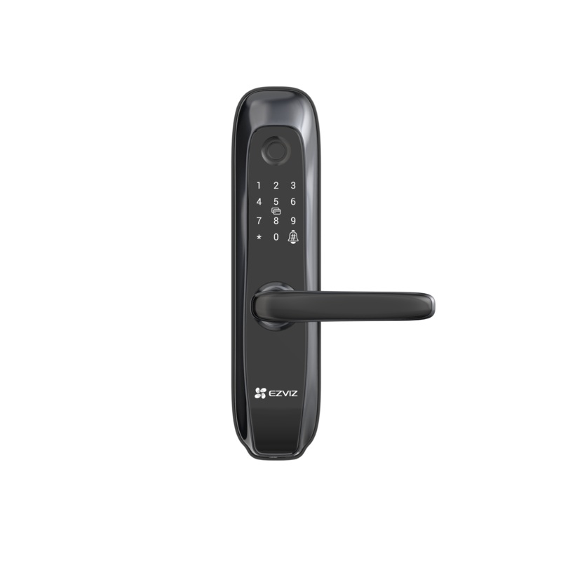 EZVIZ Smart Fingerprint Door Lock with Real-Time Mobile Alerts. Includes 4 Unlock Methods, Built-in Electronic Doorbell, Low-Battery Warning, Manage Via EZVIZ App, Anti Tamper Alarm. 4x AA Alkaline Bats.