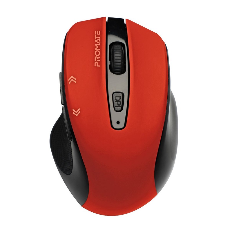 PROMATE EZGrip Ergonomic Wireless Mouse with Quick Forward/Back Buttons. 800/1200/1600Dpi, 10m Working Range, Easy Plug & Play, 1x AA Battery, Nano Reciever,
