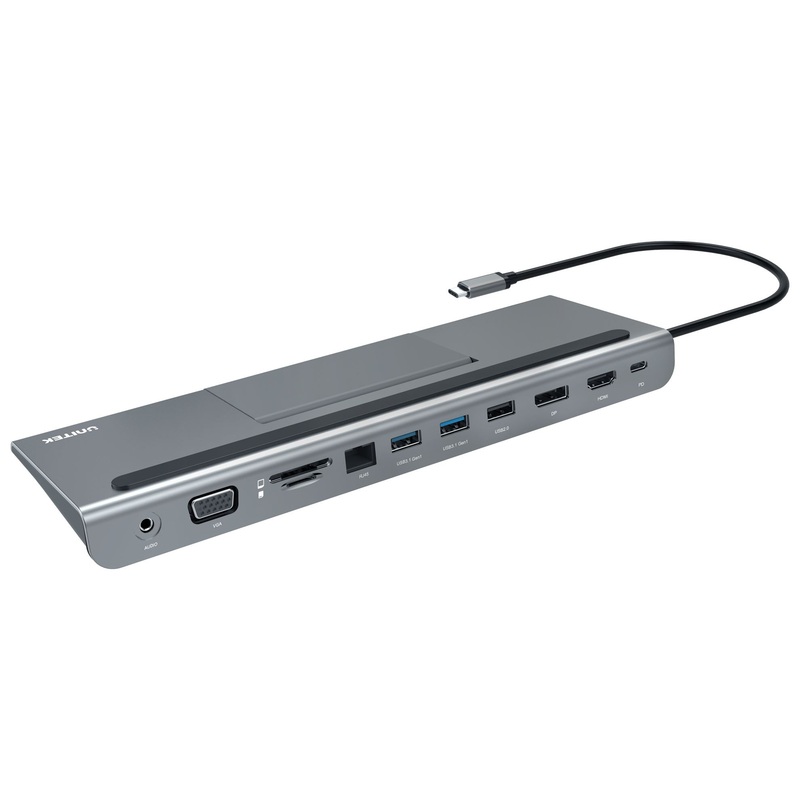UNITEK 11-in-1 USB-C Ethernet Hub and Docking Station. MST – Triple Displays – HDMI + VGA + DisplayPort Power Delivery 85W, SD and MicroSD Card Reader. Laptop and Mobile JUNE Promo – Includes FREE C137W