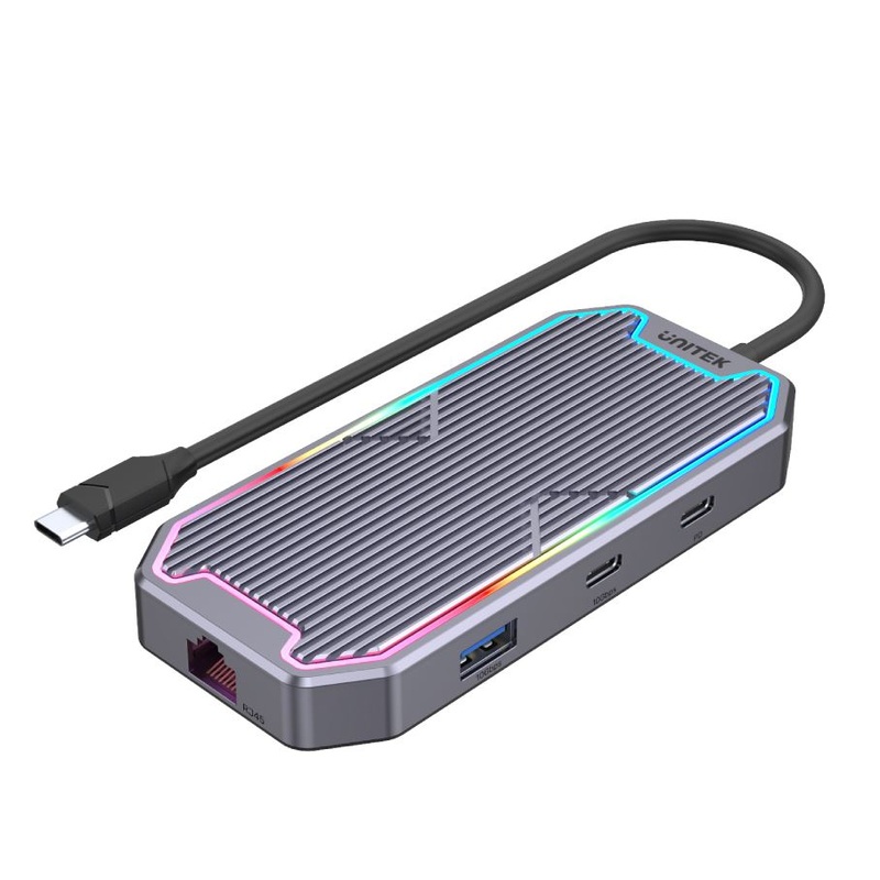 UNITEK 7-in-1 Multi-Port 100W PD Hub Supporting 10Gbps with USB-C Connector. Includes 2x USB-A 10Gbps Ports, 1x USB-C 10Gbps Port, 1x HDMI 4K60Hz Port, 1x RJ45 Gig JUNE Promo – Includes FREE C137W