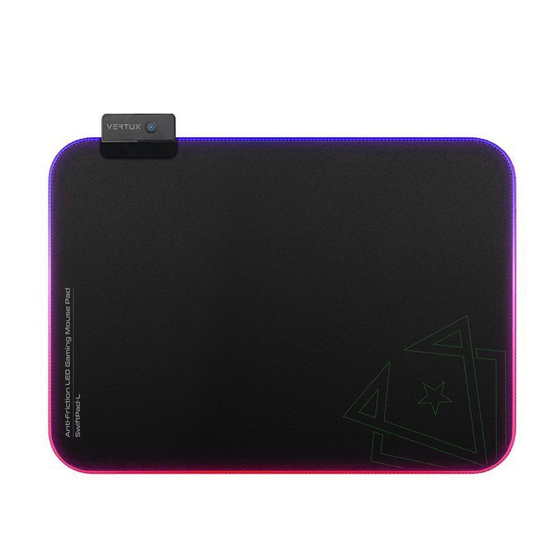VERTUX Foldable Anti-Friction Fabric Gaming Pad with 13x RGB LED Modes for Visually Stunning Environment. Large 328x250mm Surface. Non-Slip Base. Wear