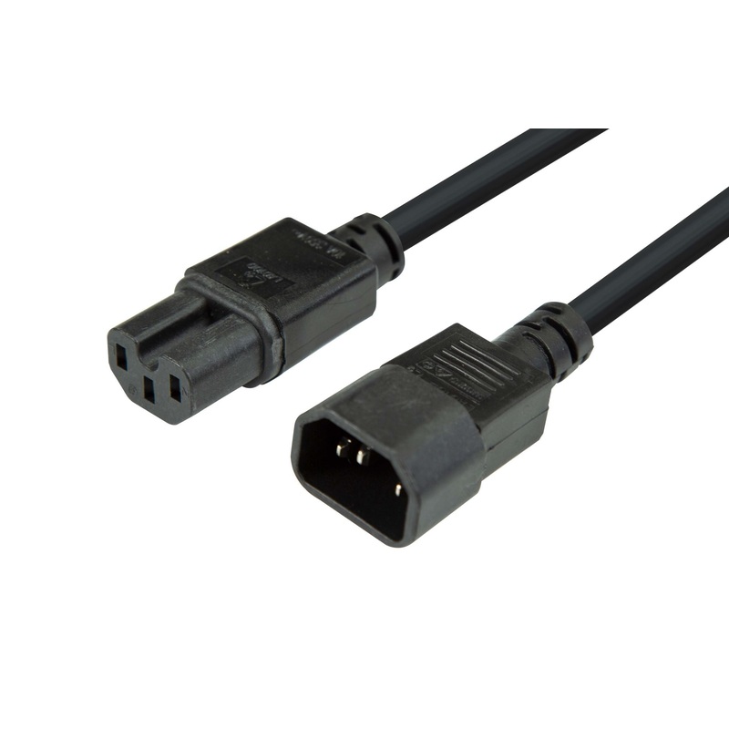 DYNAMIX 1.8M IEC C14 to Notched C15 10A SAA  Approved Power Extension Cable. 1.0mm copper core. Black Colour.