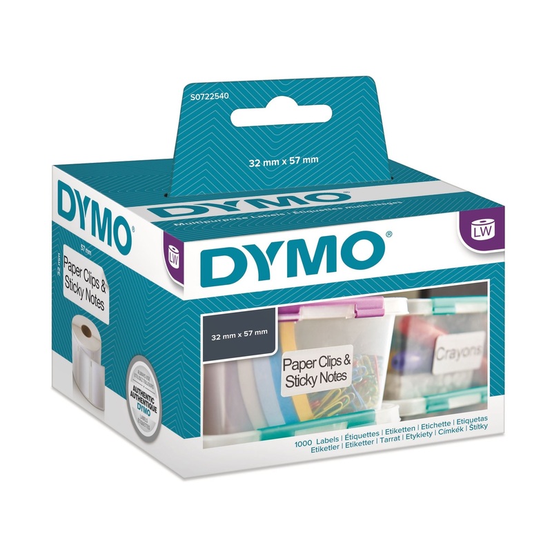 DYMO Genuine LabelWriter Multi Purpose Labels. 1 roll (1000 Labels). 57mm x 32mm. Also Known As: 11354