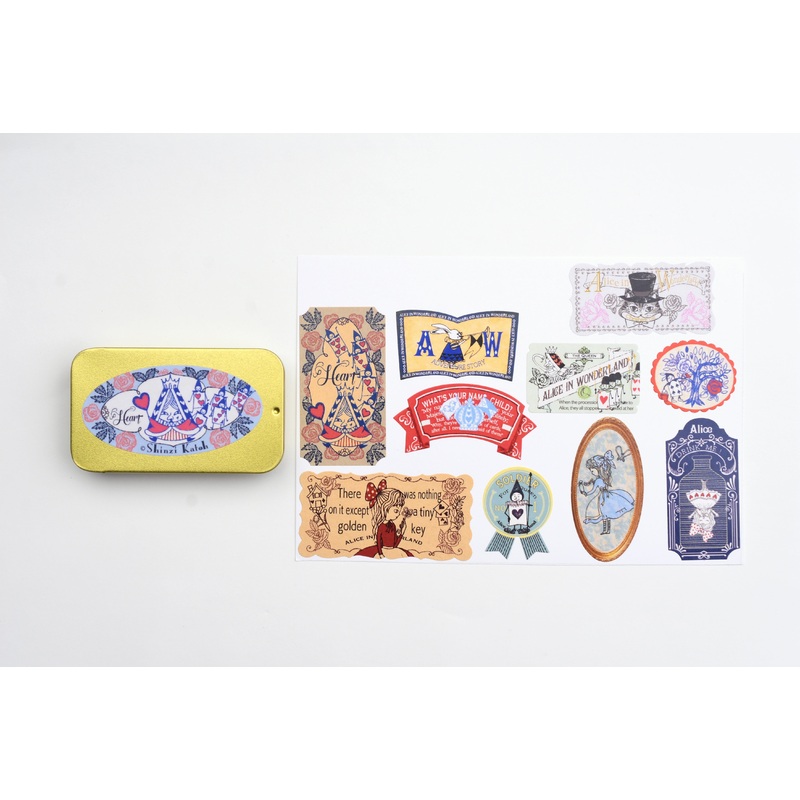 SEAL-DO Alice In Wonderland Flake Sticker With Tin Case – Rabbit And Alice