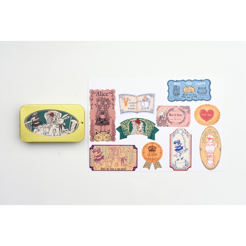 SEAL-DO Alice In Wonderland Flake Sticker With Tin Case – Tea Party