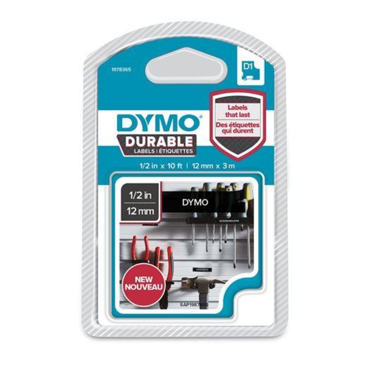 DYMO Genuine D1 Extra-Strength Durable Labels. 12mm X 3m White