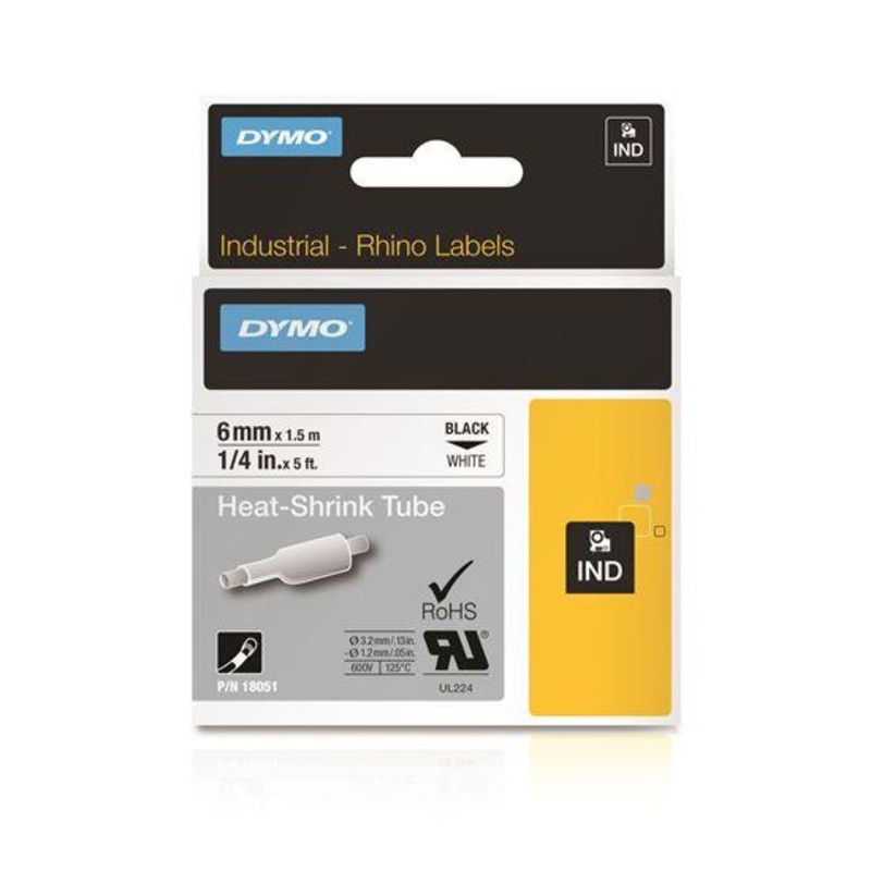 DYMO Genuine Rhino Industrial Labels- Heat Shrink Tube 6mm Black