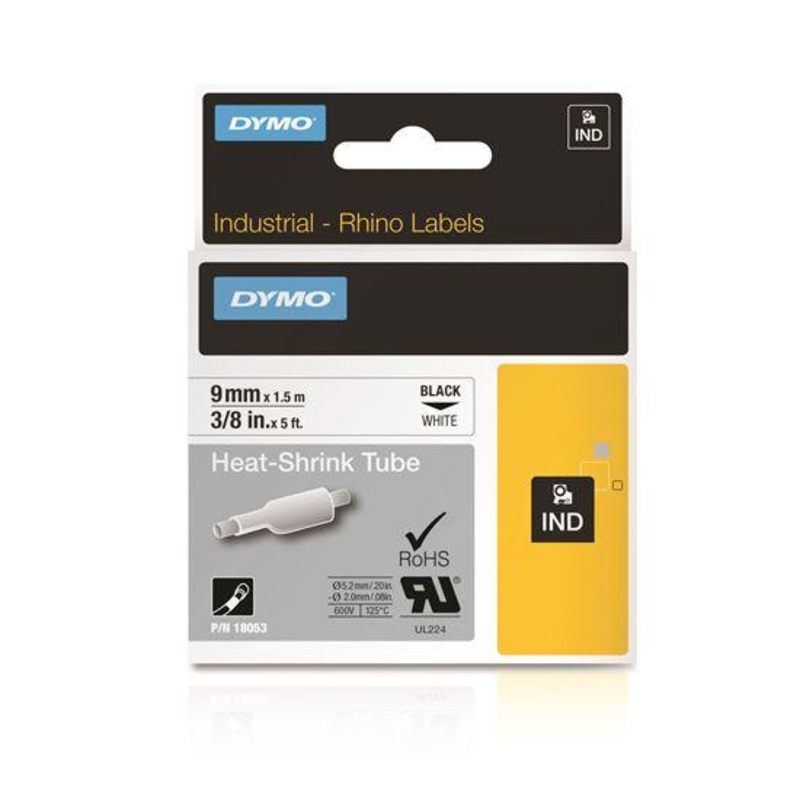 DYMO Genuine Rhino Industrial Labels- Heat Shrink Tube 9mm Black
