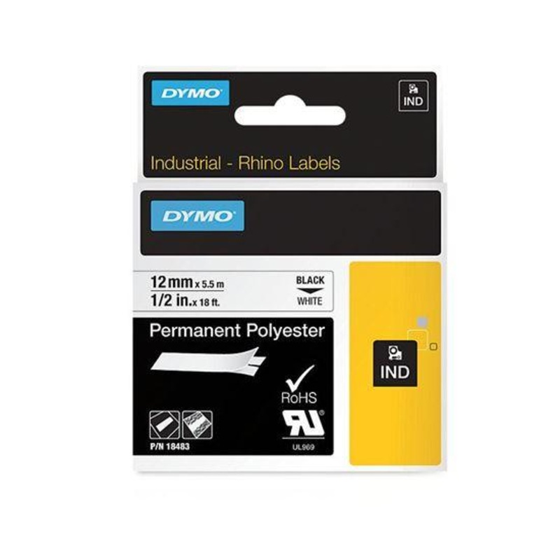 DYMO Genuine Rhino Industrial Labels-Permanent Polyester 12mm,