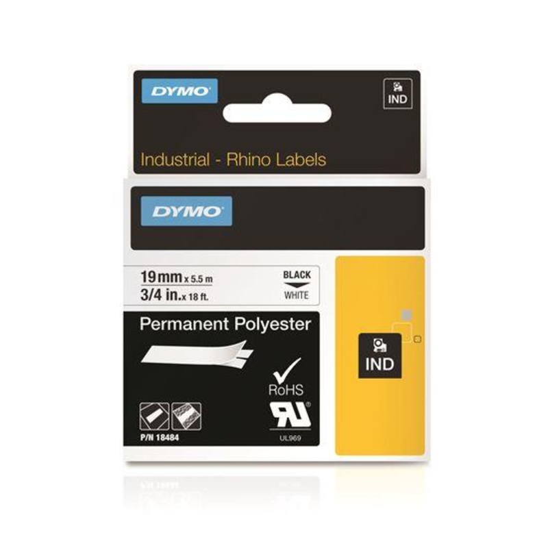 DYMO Genuine Rhino Industrial Labels -Permanent Polyester 19mm,
