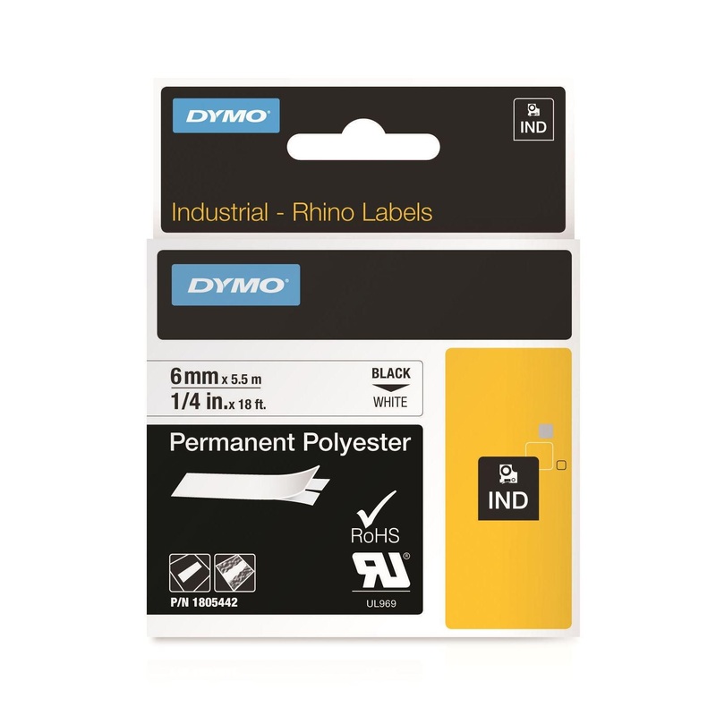 DYMO Genuine Rhino Industrial Labels-Permanent Polyester 6mm