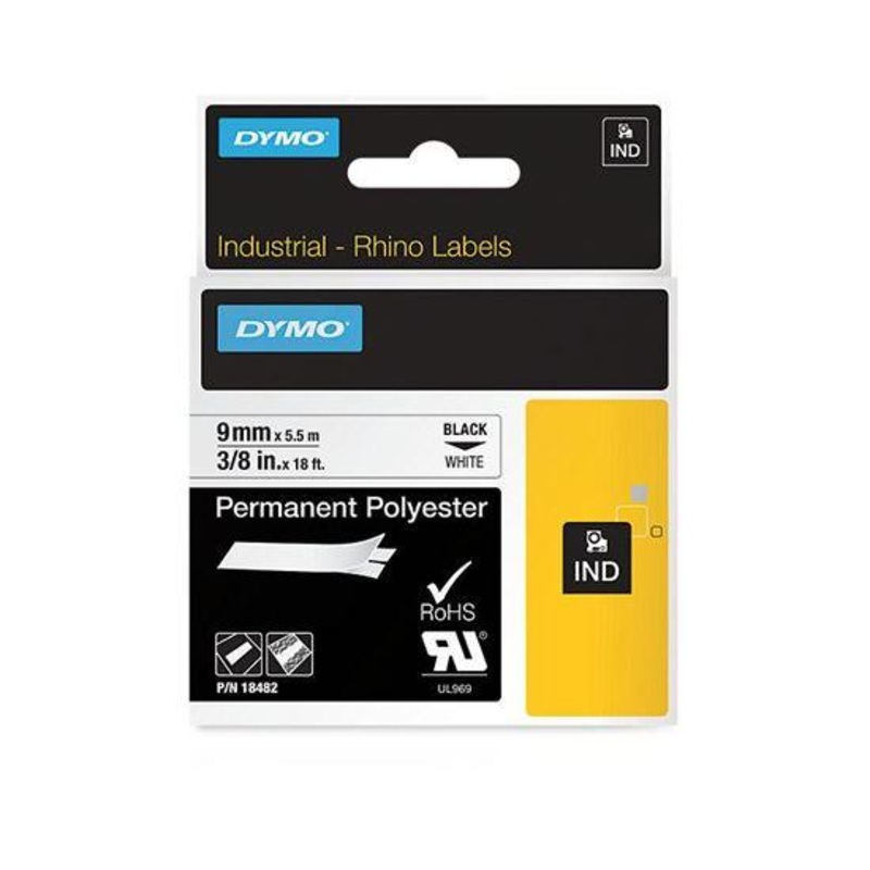 DYMO Genuine Rhino Industrial Labels -Permanent Polyester 9mm,
